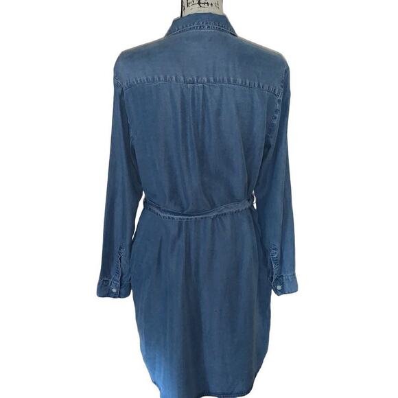 GAP soft belted blue Jean long-sleeve dress small - Picture 2 of 6